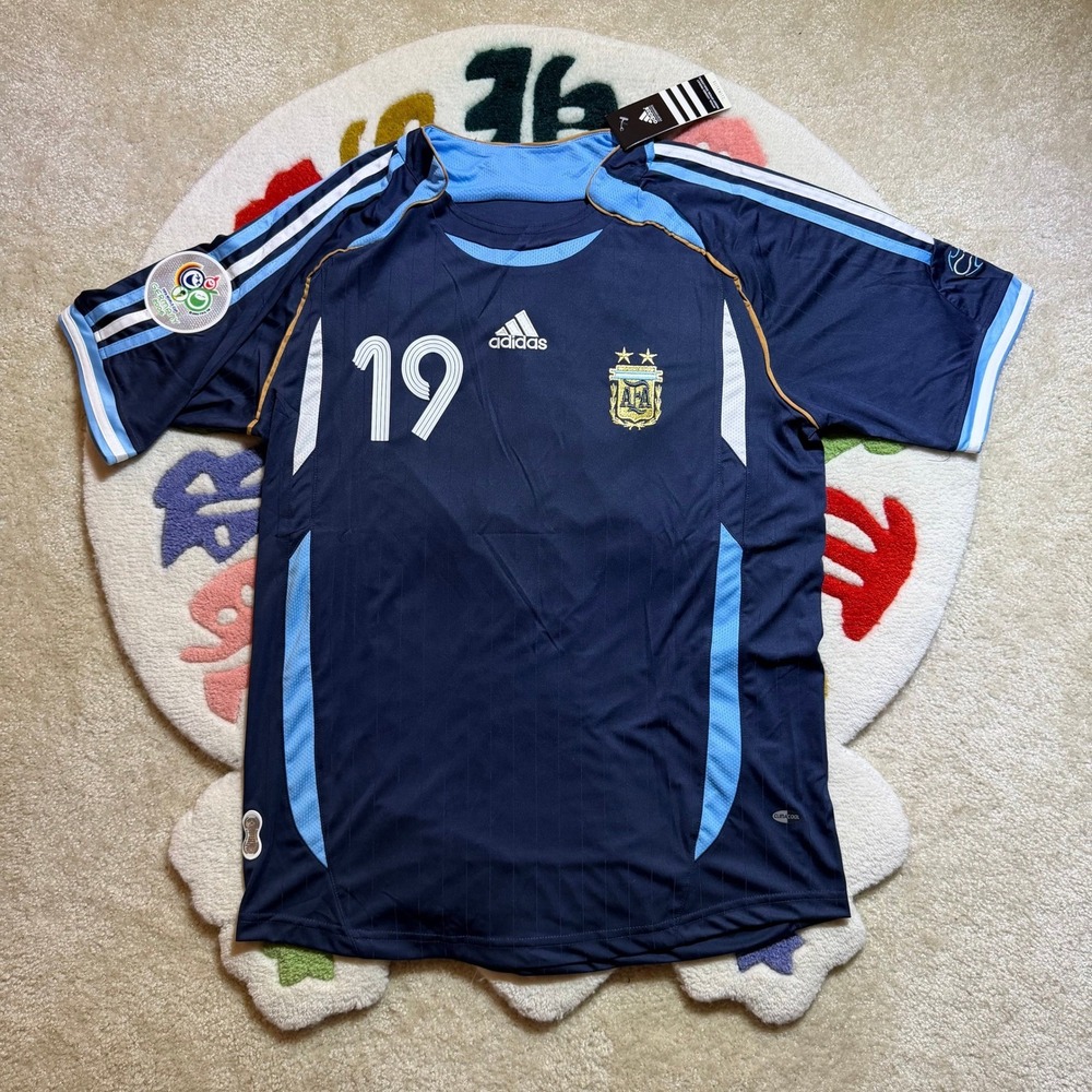 Adidas Argentina Messi 19 Away Jersey 2006 World Cup Navy Blue Mens Large